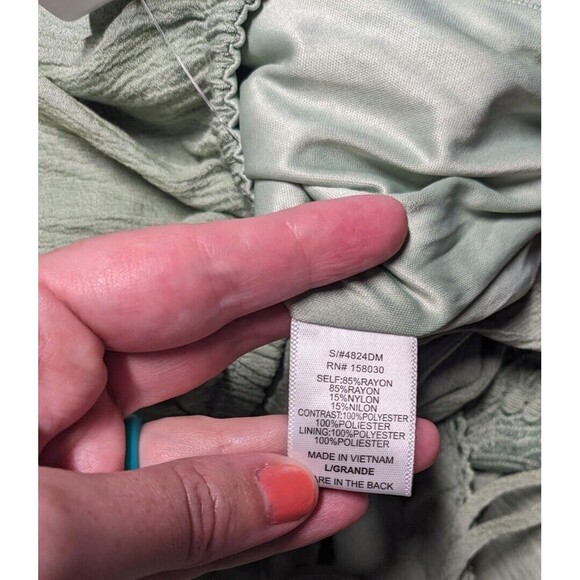 Love Tree Dress L Women's Green Crochet Layered Spaghetti Straps Midi Bohemian - Picture 8 of 8